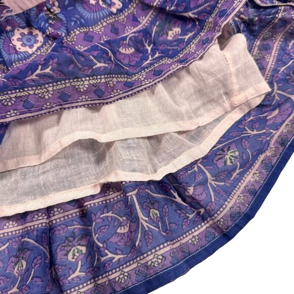 Blue Boheme Tiered Floral Dress Sz.S Purple Tassels Peasant Boho Festival - Picture 13 of 15